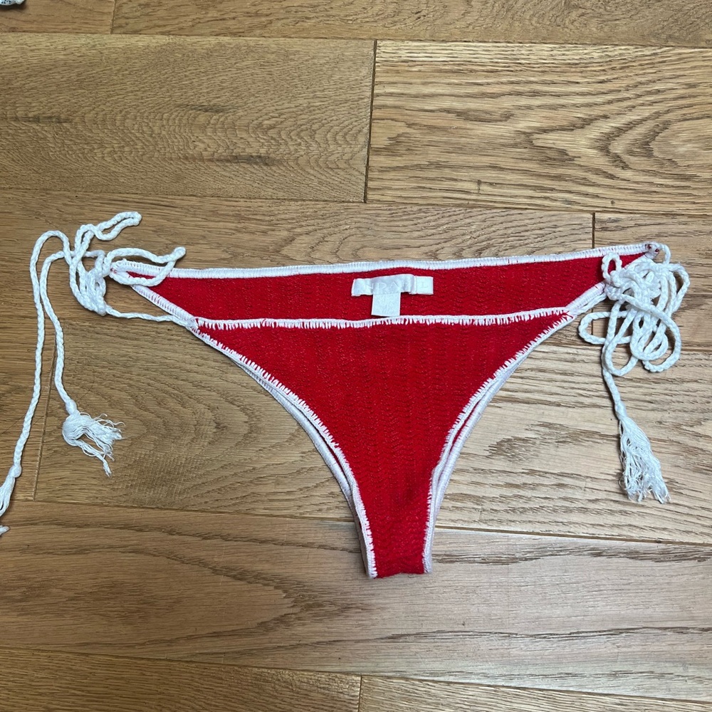Indah red and white knit bikini bottom with tie Large
